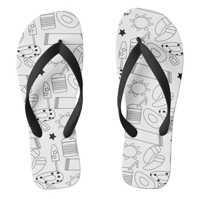 Chinelos de Nome Preto e Branco Tema de Verão Prai (Pé da cama)