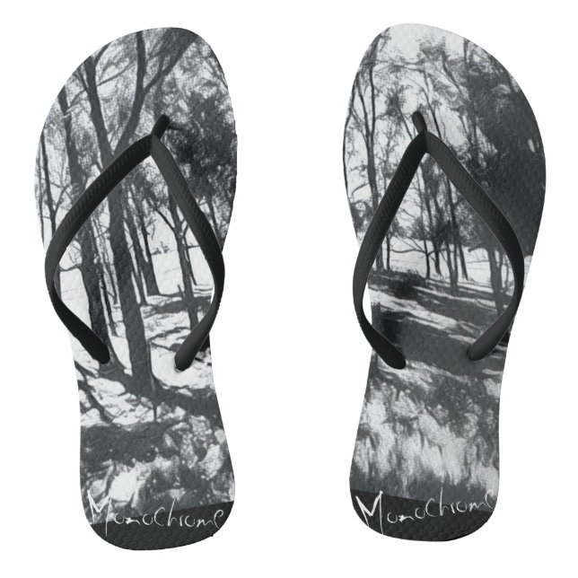 Chinelos de Paisagem em Preto e Branco (Pé da cama)