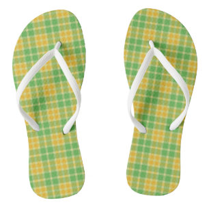 Chinelos de Pata com Estampa Xadrez em Limão-Limão