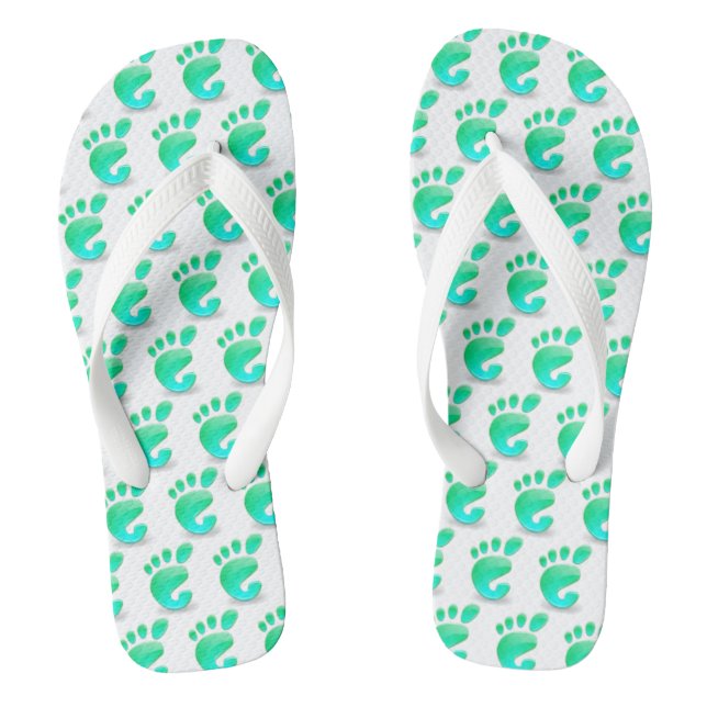 Chinelos de Praia com Estampa de Pegada Verde (Pé da cama)