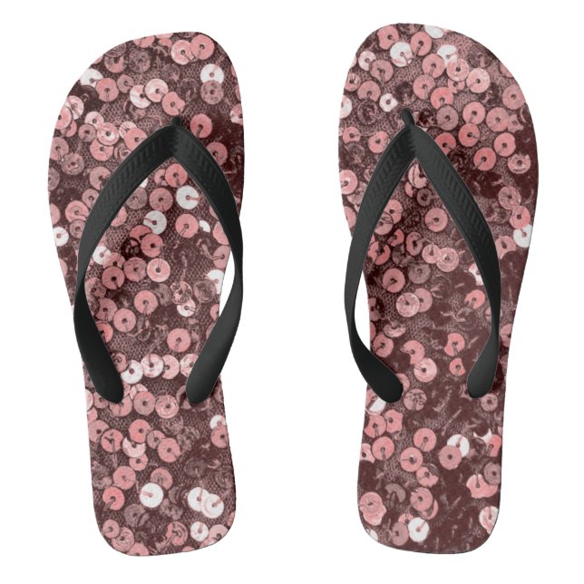 Chinelos de sequência Faux Dourados rosa (Pé da cama)
