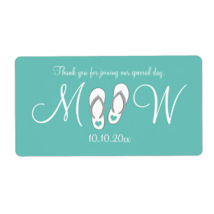 Chinelos de turquesa que wedding etiquetas da