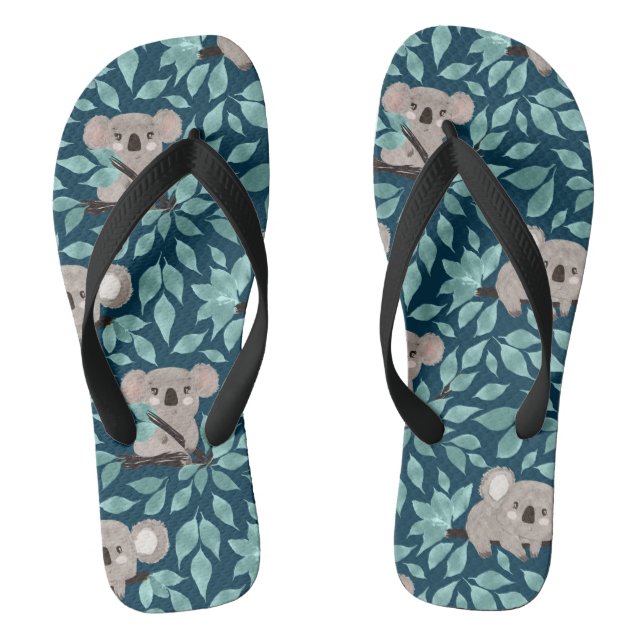 Chinelos de urso coala azul-turquesa (Pé da cama)