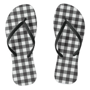 Chinelos de Xadrez Búfalo Preto e Branco