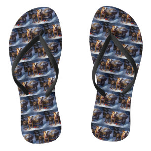 Chinelos Decoração de Natal Pitbull Snowy Sleigh