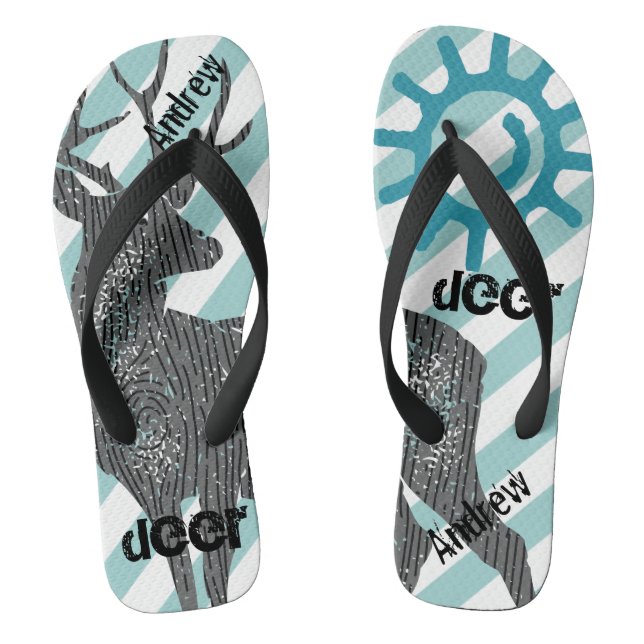 Chinelos Deer Andrew (Qualquer Nome) Sun e Stripe Patterno (Pé da cama)