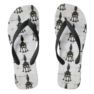 Chinelos Desenho animado de gato preto engraçado e feroz