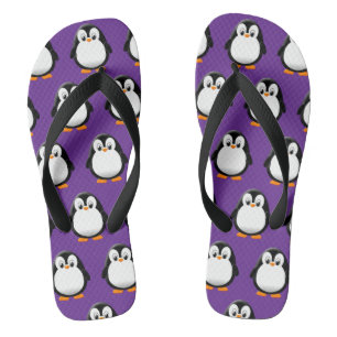Chinelos Desenho Animado de Pinguim Roxo Fofo