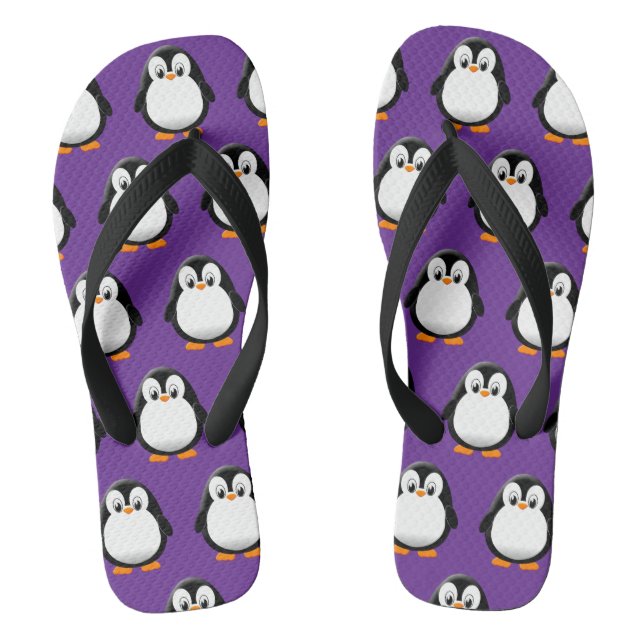 Chinelos Desenho Animado de Pinguim Roxo Fofo  (Pé da cama)