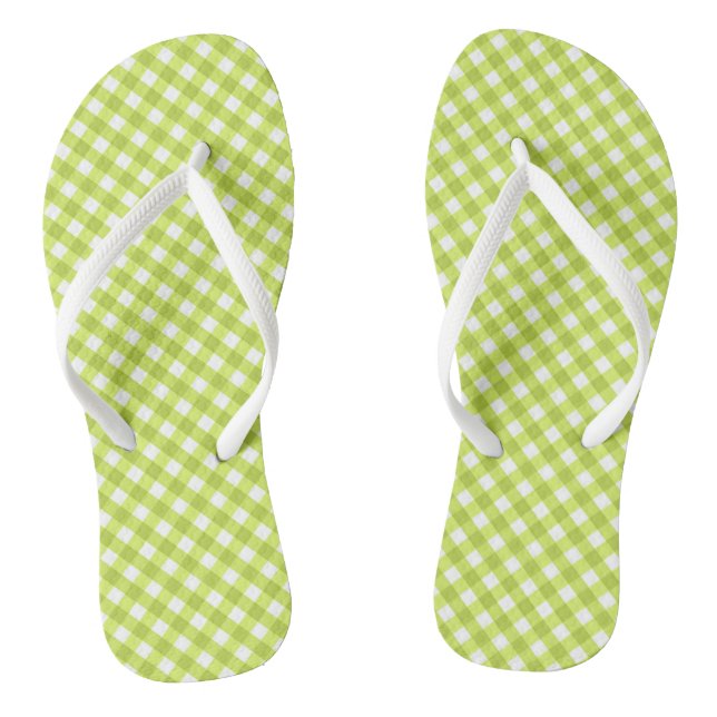 Chinelos Design de Lemon Green Gingham (Pé da cama)