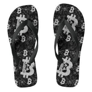 Chinelos Design de Moeda Negra Cryptocurrency