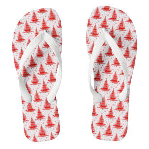 Chinelos Design de Padrão Vermelho da Árvore Natal
