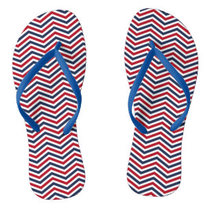 Chinelos Design de Zig-Zag vermelho branco e azul
