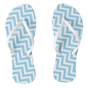 Chinelos Diag médio branco e azul bebê. Grelhas de Cevron