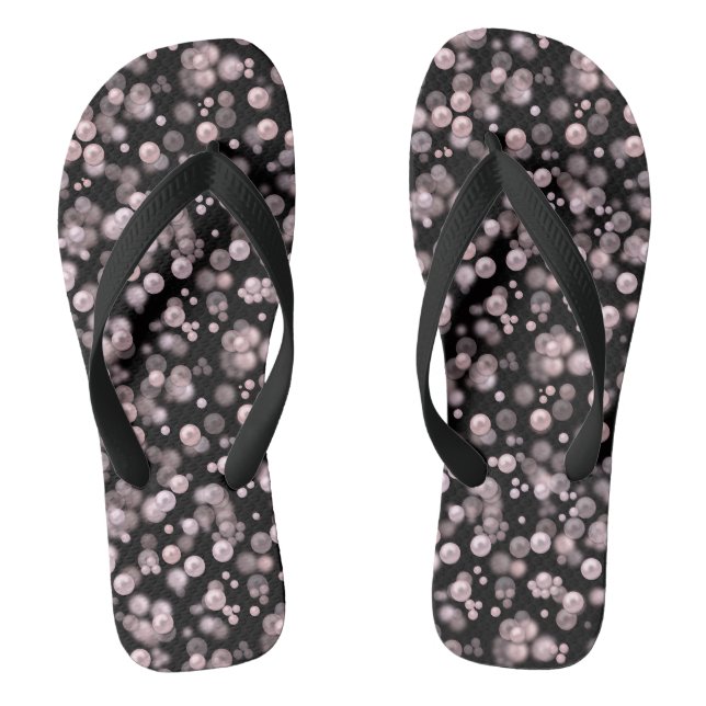 Chinelos Dispersão de pérolas cor-de-rosa e brancas em velu (Pé da cama)