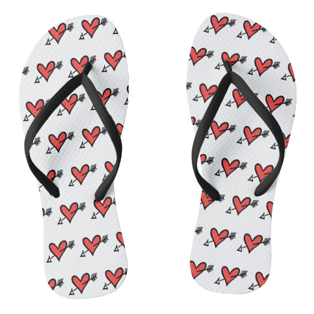Chinelos do Coração de Amor Preto e Vermelho (Pé da cama)