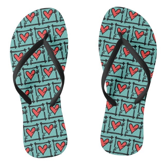 Chinelos do Coração de Amor Preto e Vermelho (Pé da cama)
