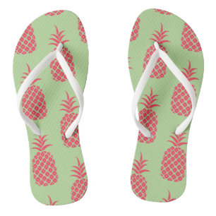 Chinelos Doce padrão de abacaxi tropical Fruta Coral Verde