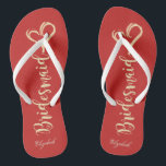 Chinelos Dourada Lâmpada,Coração,Vermelho -Personalizada<br><div class="desc">Uma dourada,  dourada e coração em fundo vermelho com seu nome. Selecione o botão de fantasia para alterar o estilo,  a cor e o tamanho das fontes. Qualquer garota adoraria ter essa design elegante e na moda.</div>