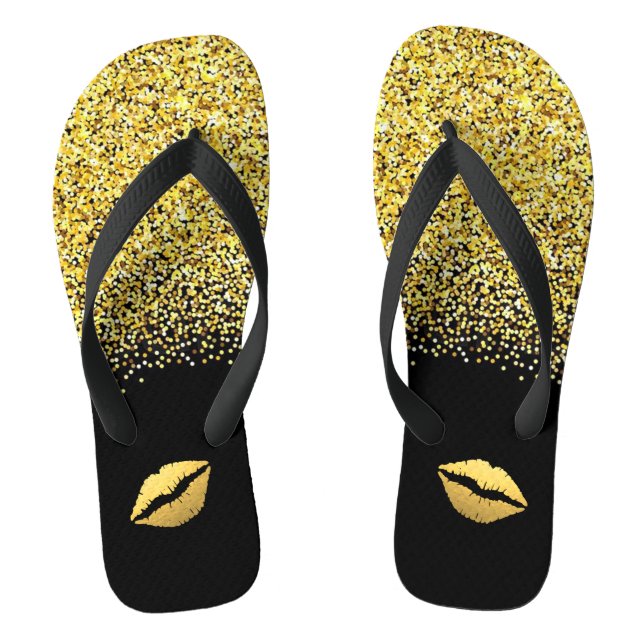 Chinelos Dourado brilho e Lábios (Pé da cama)