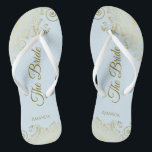 Chinelos Dourado lugar no azul-pó O casamento elegante da n<br><div class="desc">Dance a noite fora com essas belas chinelos de casamento. Projetados para a noiva, eles apresentam um design simples, mas elegante, com letras douradas em um fundo azul claro em pó e ricos de rendas e espirros. Uma bela maneira de se manter rico e apropriado enquanto dá uma pausa nos...</div>