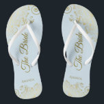 Chinelos Dourado lugar no azul-pó O casamento elegante da n<br><div class="desc">Dance a noite fora com essas belas chinelos de casamento. Projetados para a noiva, eles apresentam um design simples, mas elegante, com letras douradas em um fundo azul claro em pó e ricos de rendas e espirros. Uma bela maneira de se manter rico e apropriado enquanto dá uma pausa nos...</div>