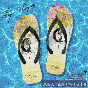 Chinelos Dreamcatcher com gato Siga a praia dos seus sonh