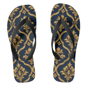 Chinelos Elegante Design de Motivo Vintage em Damasco Doura