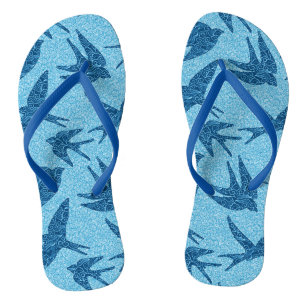 Chinelos Engordas japonesas em voo, cobalto e azul claro