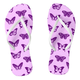 Chinelos Esboço da borboleta, orquídea e ametista roxo