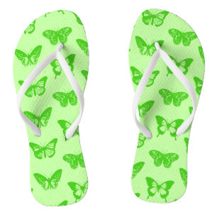 Chinelos Esboço da borboleta, verde limão
