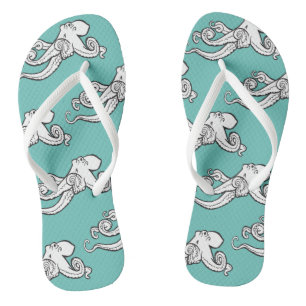 Chinelos Esquemas de polvo Quirky Teal