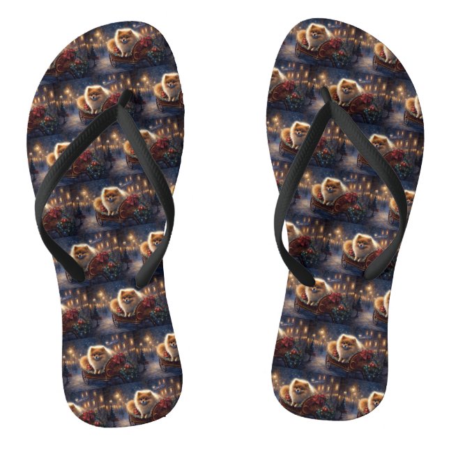 Chinelos Estação Festiva de Natal da Pomerânia Brugado (Pé da cama)
