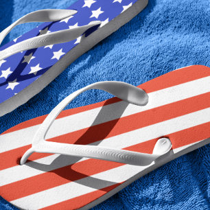 Chinelos Estados Unidos Bandeiras Estrelas Strips Vermelho