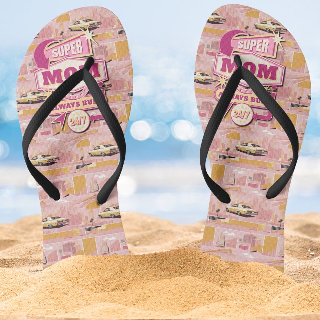Chinelos Estilo retrô de Vegas Super Mãe sempre Ocupada 24  (Criador carregado)