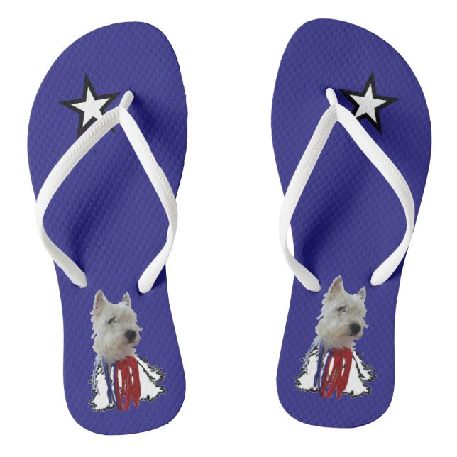 Chinelos Estrela Solitária - American Flag Westie (Pé da cama)