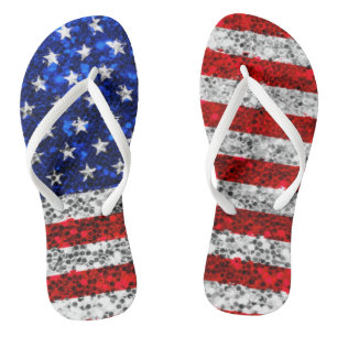 Chinelos Estrelas de Bandeira Americanas de Falsa Patriótic