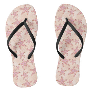 Chinelos Estrelas-do-mar e Coral Padrão Pastel Rosa