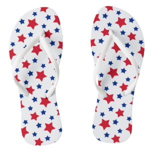 Chinelos Estrelas Patriotas Vermelhas Azul Branco