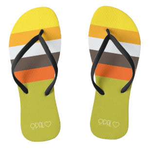 Chinelos Faixas de cores personalizadas monogramadas