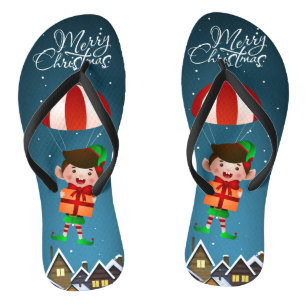 Chinelos Feliz Natal, Rapaz Moderno de Paraquedas Elf