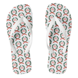 Chinelos Feliz Natal Vintage Holly Wreath