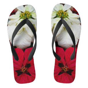 Chinelos Férias de Natal White e Red Poinsettias II