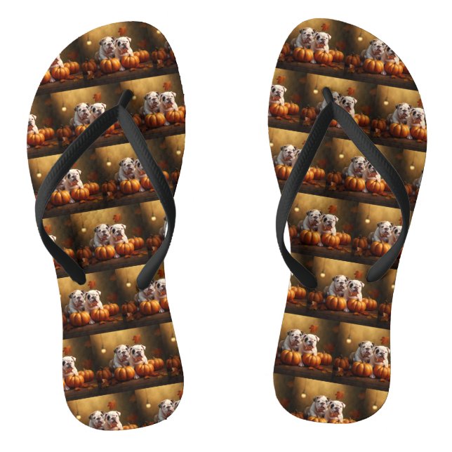 Chinelos Filhote de Bulldog Outono Prazer Abóbora (Pé da cama)