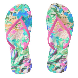 Chinelos Flamingo floral do rosa tropical na moda da