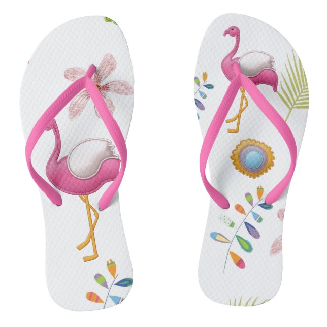 Chinelos Flamingos cor-de-rosa Diversão de Verão (Pé da cama)