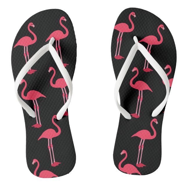 Chinelos Flamingos rosa em preto (Pé da cama)