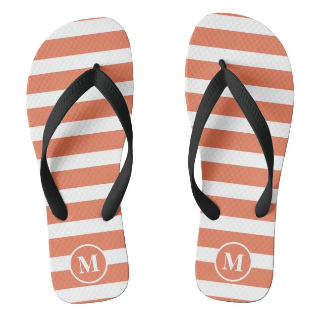 Chinelos Flip Flop Laranja e Branco com Monograma Clássico (Pé da cama)