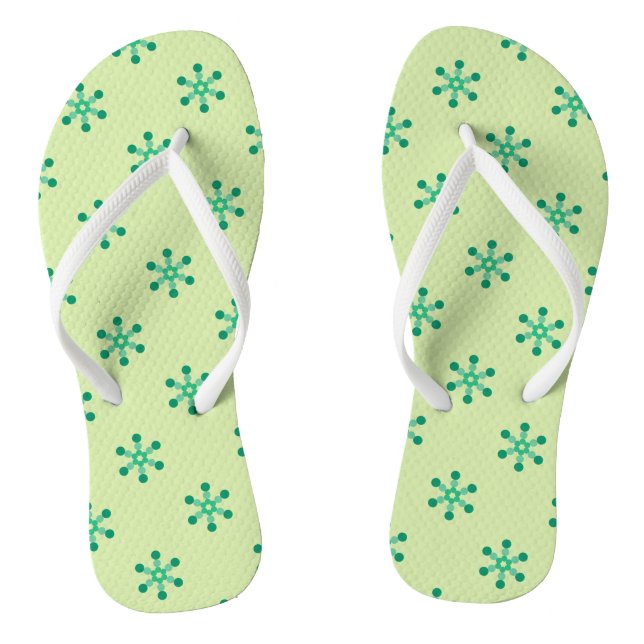 Chinelos Flip-Flops De Padrão De Motif Verde (Pé da cama)