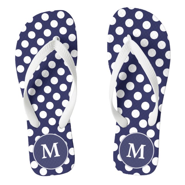 Chinelos Flip-flops Monogrammed das bolinhas dos azuis (Pé da cama)